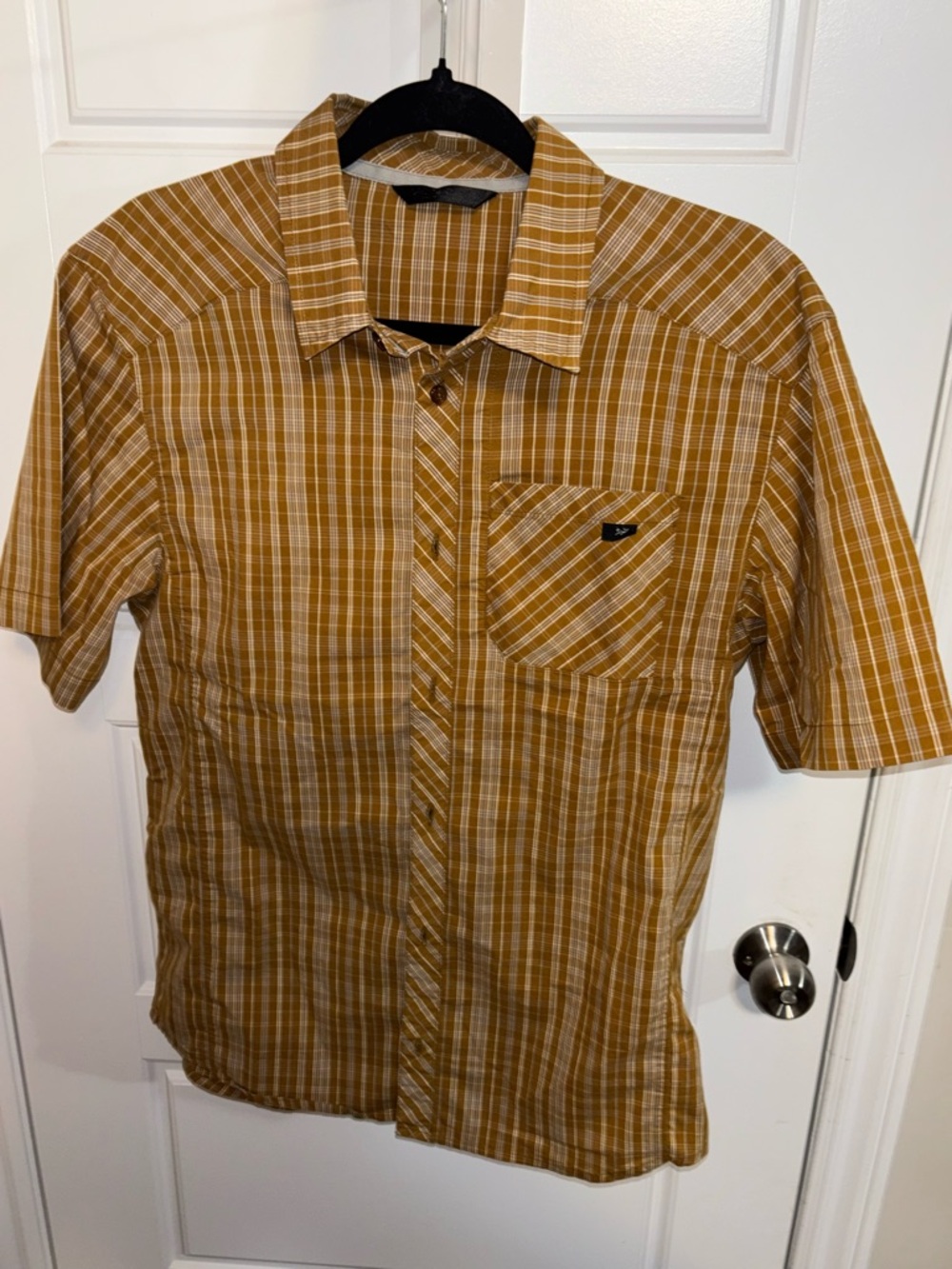 Arc'teryx Men's Short-Sleeve Plaid Button-Up in Mustard